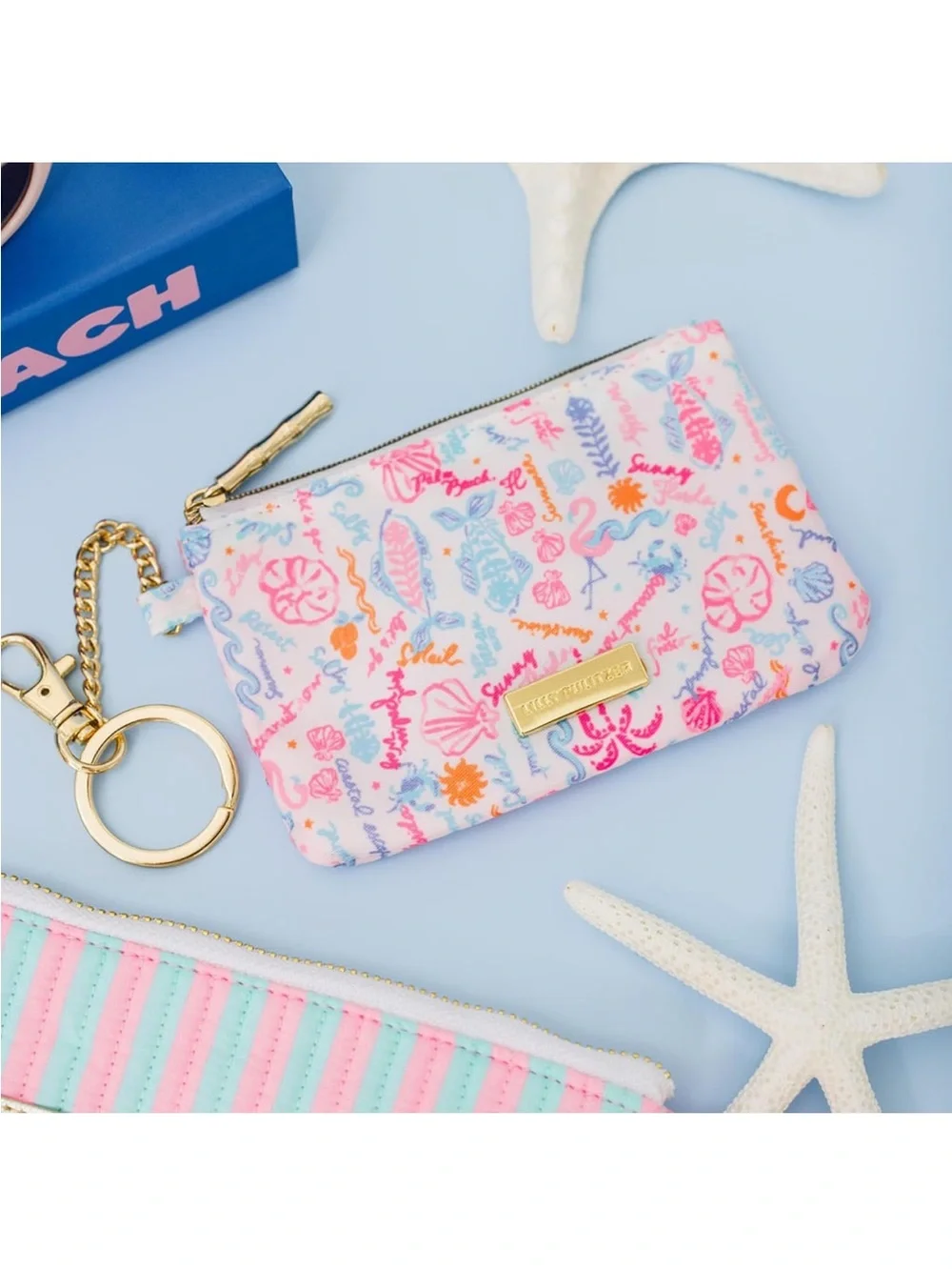 New Lilly Pulitzer Summer Serenade Zip ID Case in Pink & Blue